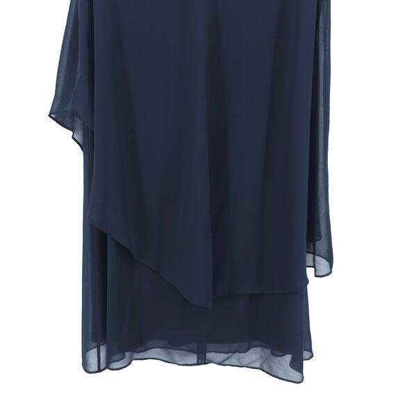 Soft Surrounding Coastal Resort Ocean Drive Navy Chiffon Tiered Feminine Dress M - Picture 10 of 10